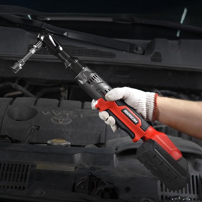 3/8" Cordless Ratchet Wrench for Milwaukee 18V Battery(Tool Only),75FT-LBS(102N.m) Extended Electric Ratchet Wrench with Variable Speed, LED Light, 1/4"&1/2" Adapter,3" Extension Bar