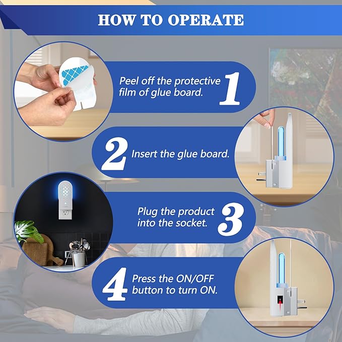 X-PEST Fly Trap Indoor, Gnat Traps with Light Tube, Plug in to Catch Flying Insects, Like Flies, Fruit Flies, Moths, Mosquitoes- Fly Zapper for Indoor Area Use (1 Device+5 Glue Boards)