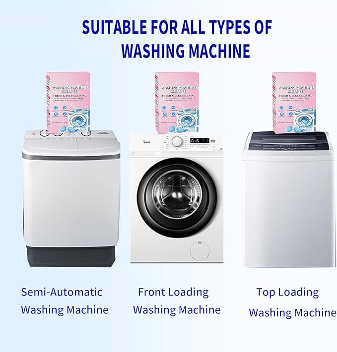 48-Pack Washing Machine Cleaner Tablets for the Front Load and Top Load Compatible Descaler Pods for Laundry Tub, Drum and Gasket Septic Safe, Fresh Scent