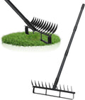76.8" Garden Hoe and 12 Tines Rake 2-in-1 Garden Tool for Weeding, Garden Cultivator with Adjustable Long Handle Heavy Duty Weed Puller Stirrup Hoe for Ditching, Seeding, Loosening Soil