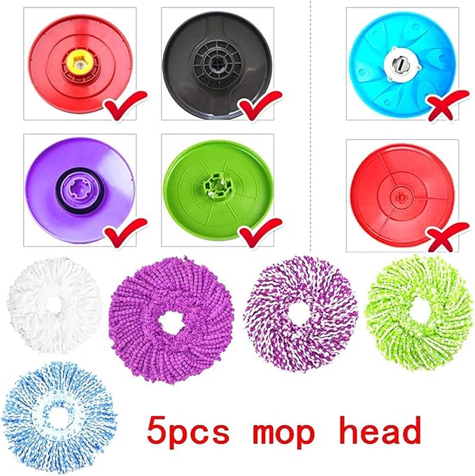 5 Replacement Mop Micro Head Refill for 360° Spin Magic Mop-Microfiber Replacement Mop Head-Round Shape Standard Size