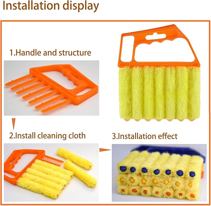 Blind Cleaner Duster Tool, Blinds Cleaner Tool, Extra Washable Blind Duster Sleeve - Microfiber Louver Cleaning Tool for Vents, Air Vent Cleaner and Dusting (3-Pack)