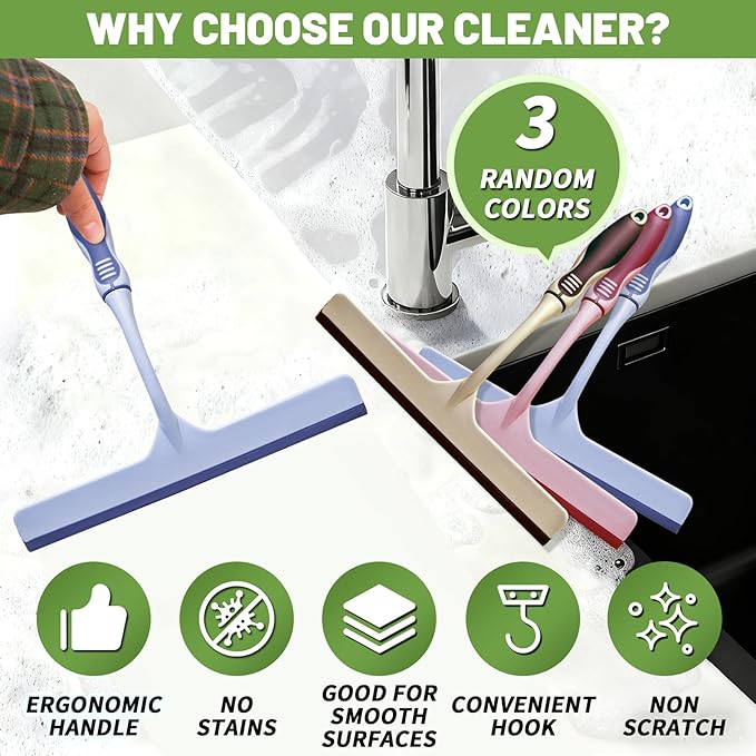 ENGZWHUAN Hanging Rubber Squeegee with Hook, mini Squeegee Shower Squeegee for Shower Glass Multipurpose Shower Squeegee for Glass Doors (Premium Version)