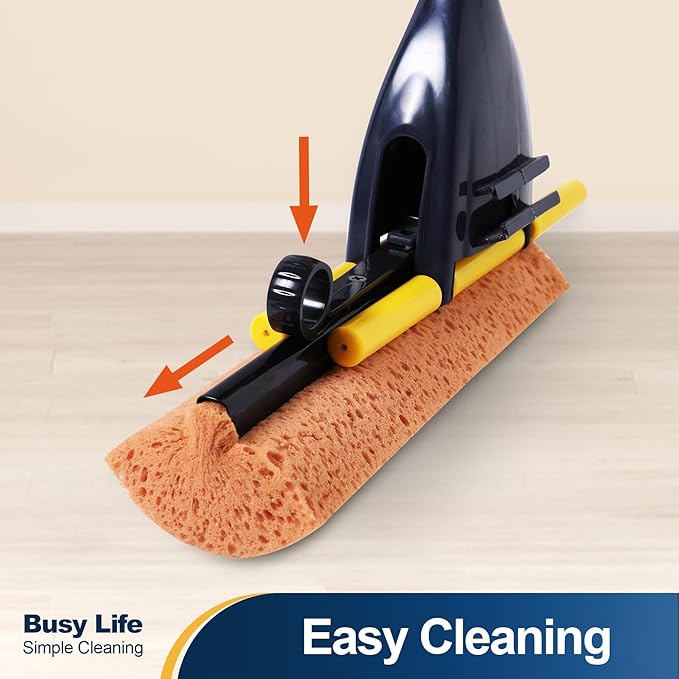 Yocada Sponge Mop Replacement Refill Head Home Commercial Use Tile Floor Bathroom Garage Cleaning Easily Dry Wringing 2 PCS