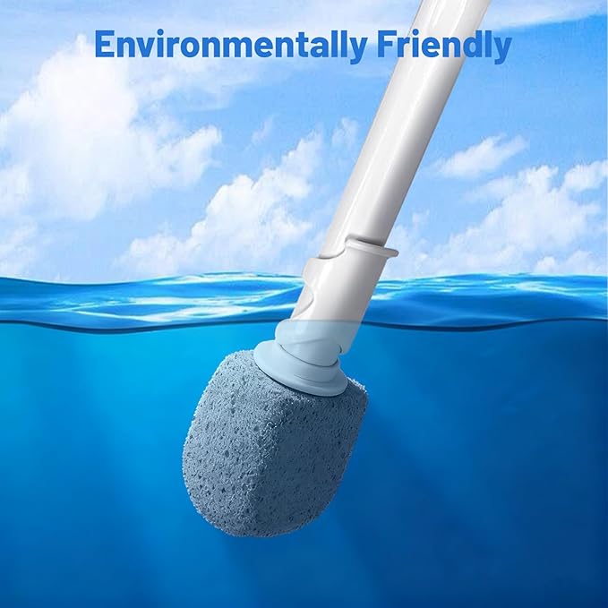 Upgrade Pumice Stone Toilet Bowl Cleaner,Bathroom Cleaner Brush Toilet Wand Refills with 30CM Long Handle for Remove Hard Water Stains with 1 Wand+ Pumice Stones (7 Pack)