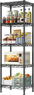 5 Tier Metal Shelving Unit Wire Shelving,Storage Shelves for Small Space:Adjustable Storage Rack Standing Bathroom Shelf and Narrow Shelf for Laundry Dorm Kitchen Pantry Closet15.8"w*11.8"D*53"H