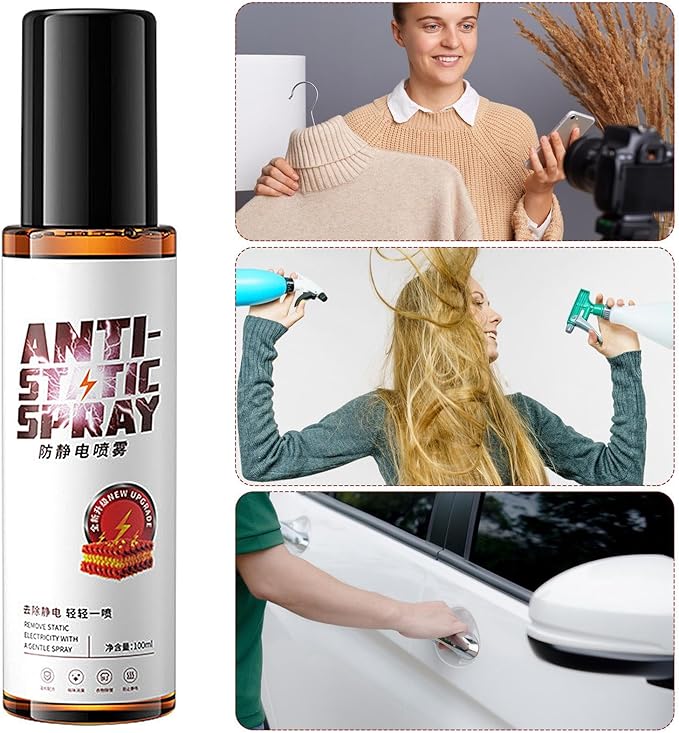 Anti Static Spray - Clothes Static Remover, Instant Travel Size 100ml | Fabric Electricity Eliminator for Shirts, Dresses, Jackets, Skirts, Sweaters, Pants, Daily Wear, Portable Clothing Solution