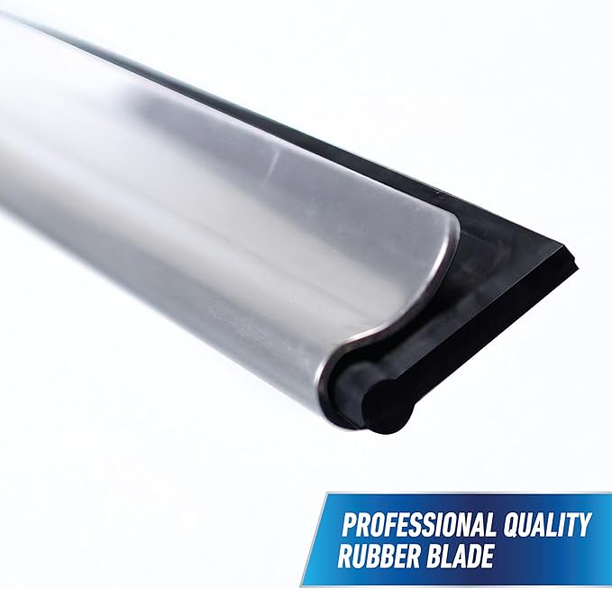 Unger Professional Connect and Clean 2-in-1 Squeegee and Scrubber, 10” Window Cleaning Tool, Commercial and Residential Use, Washer Cleaner Supplies to Remove Excess Water and Dry