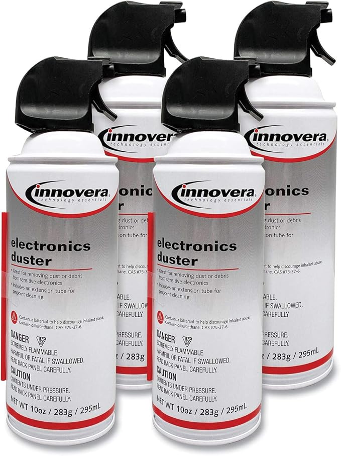 Innovera 10014 Compressed Air Duster Cleaner, 10 oz Can, 4/Pack
