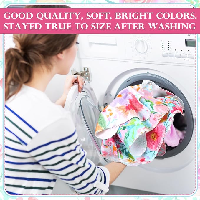 36 Pack Bright Flowers Reusable Cleaning Cloths Washable Cotton Kitchen Towels for Home (Nitid Color)