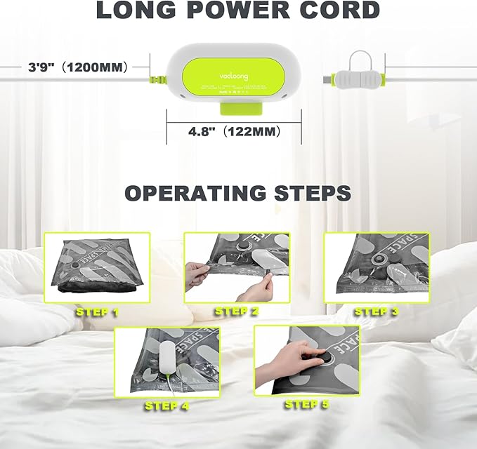 Vacuum Storage Bags for Travel with Portable Electric Pump, 16 Packs Vacuum Seal Bags for Clothing with High Pressure Pump, Compression Packing Space Saver, Portable Travel Bags for Luggage