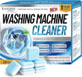 24 Pack Washing Machine Descaler Cleaner Tablets, Front Top Load Washer Descaler Septic Safe, Deep Clean Removes Limescale Odor Residue, Individually Wrapped