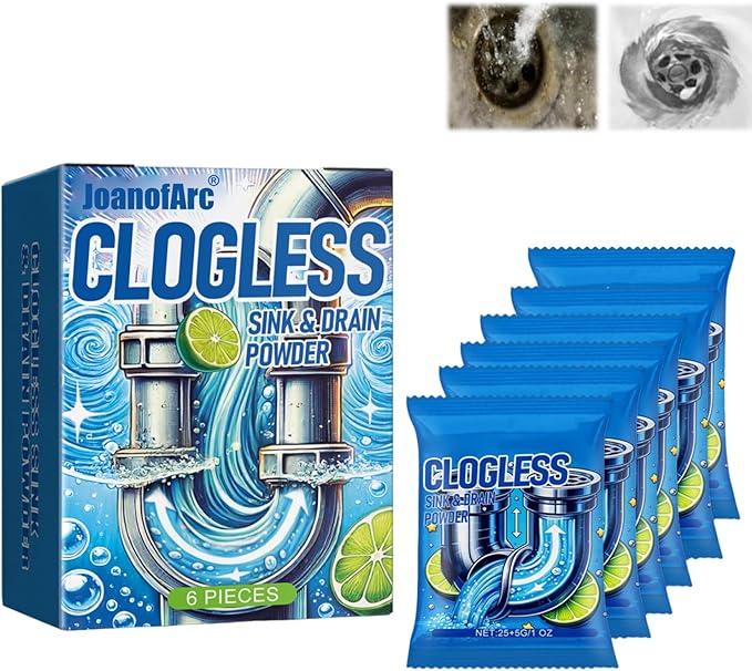 Drain Clog Remover 6 Packs Fast Acting Drain Cleaner Powders for Kitchen Sink Bathroom Shower Bathtub Powerful Pipe Unclogger Clears hair Grease Safe for Pipes