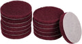 HARFINGTON 12pcs Scrubber Scouring Pads 500 Grits 3 Inch Drill Power Brush Hoop and Loop Surface Conditioning Disc Drill Scuffing Disc Scrub Pads for Home Kitchen Cleaning, Dark Red