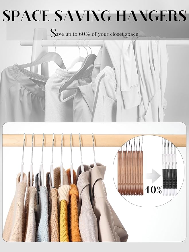 HOUSE DAY Plastic Hangers 100 Pack, White Clothes Hangers Non Slip with Rubber Grip, Heavy Duty Hanger with 360º Swivel Metal Hook, Ultra Thin Hangers Space Saving for Closet Organizer