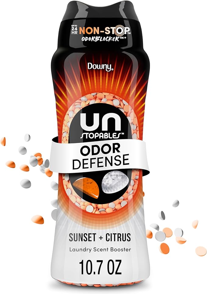 Downy Unstopables Fusions Scent Duos Laundry Scent Booster Beads, Sunset and Citrus Scent, 10.7 OZ, 24hr non-stop freshness with 2 in 1 dual scent laundry scent beads