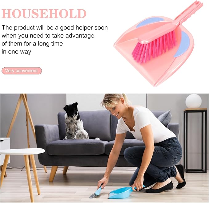 Homoyoyo Mini Broom and Dustpan Set for Household Cleaning, Small Red Desktop Sweeping Kit with Brush, Multi-Function Portable Cleaning Accessory for Pet Hair and Tabletop Use