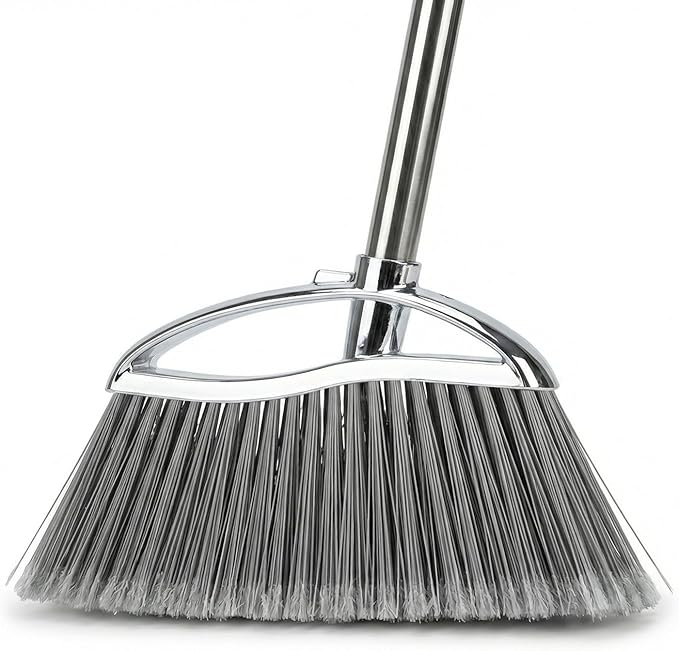 Outdoor Stiff Bristles Angle Broom Heavy Duty Sweeping Patio Broom with Long Handle for Garage Garden Commercial and Industrial