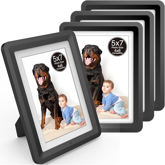 5x7 Picture Frame, Clear Acrylic Photo Frame with White Mat for 4x6 Photos, One-Piece Shatterproof Tool-Free Design, UV-Resistant Waterproof Tabletop Frame for Home Office Decor with 10-Year Warranty