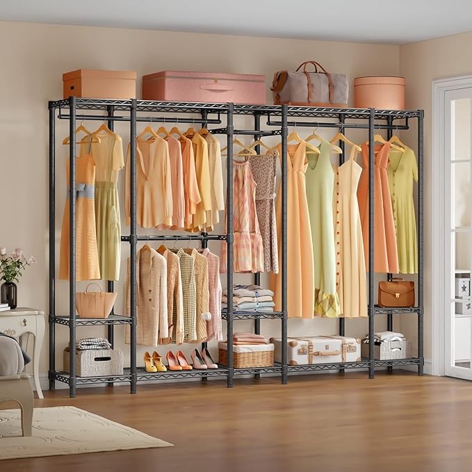 VIPEK V50 Extra Large Closet Rack Heavy Duty Garment Rack Freestanding Wardrobe with Shelves, Portable Metal Clothing Rack for Hanging Clothes, Adjustable Open Closet System, 1300 lb Capacity, Black