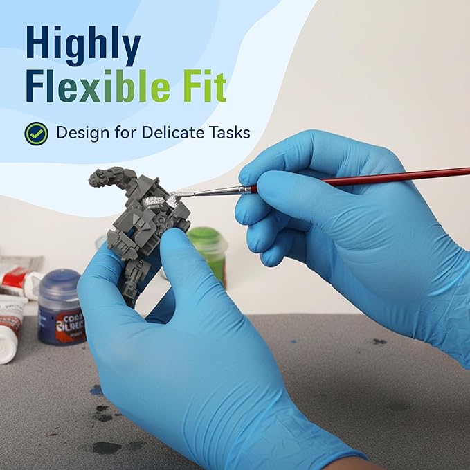 Nitrile Gloves, Food Safe Disposable Gloves Latex Free, Blue Rubber Gloves Powder Free for Cooking and Cleaning