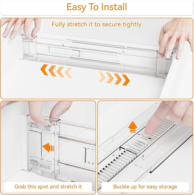 Yieach 8 Pack Clear Expandable Deep Drawer Separators From 15 to 21'' - 3.2 Inch Tall Acrylic Drawer Dividers for Clothes,Dresser Drawer Dividers for Dresser,Baby Nursery,Clothing,Sock or Underwear