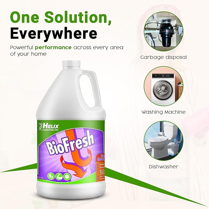 Enzyme Drain Cleaner & Deodorizer for Sink Drain, Showers, Septic Systems, Bathroom & Kitchen - Smell Remover for Fruit Fly Garbage Disposals, Dishwasher & Washing Machines - (1 Gallon)