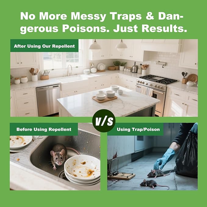 Rodent Repellent with Peppermint Oil -Mouse/Rat/Squirrel Repellent for Garage/Attic/Car Engine - Natural Indoor & Outdoor Mice/Mole Deterrent, Safe vs Moth Balls & Traps (24 Pack)