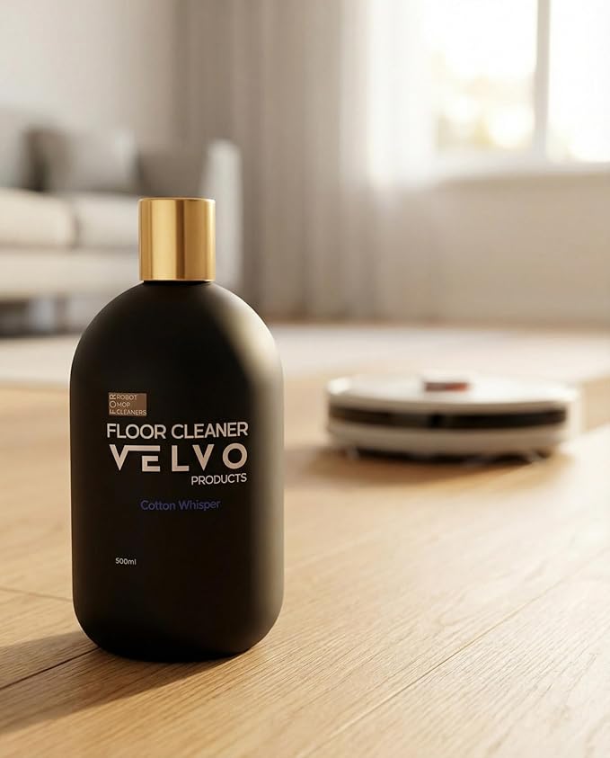 Velvo Scented Floor Cleaning Solution for Robot Mops – Compatible with Roborock, Dreame, Roomba – Low Foam 1:300 Concentrate, Multi-Surface Cleaner for Hardwood & Tile, 500ml (Cotton Whisper)