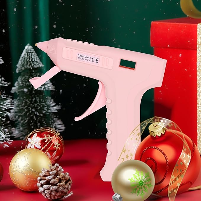 Cordless Hot Glue Gun with 20 Pcs Mini Glue Sticks, 20s Heating Fast Mini Glue Gun kit, 2600 mAh Rechargeable Battery, DIY, Crafts, Decorations, Home Repairs, Pink