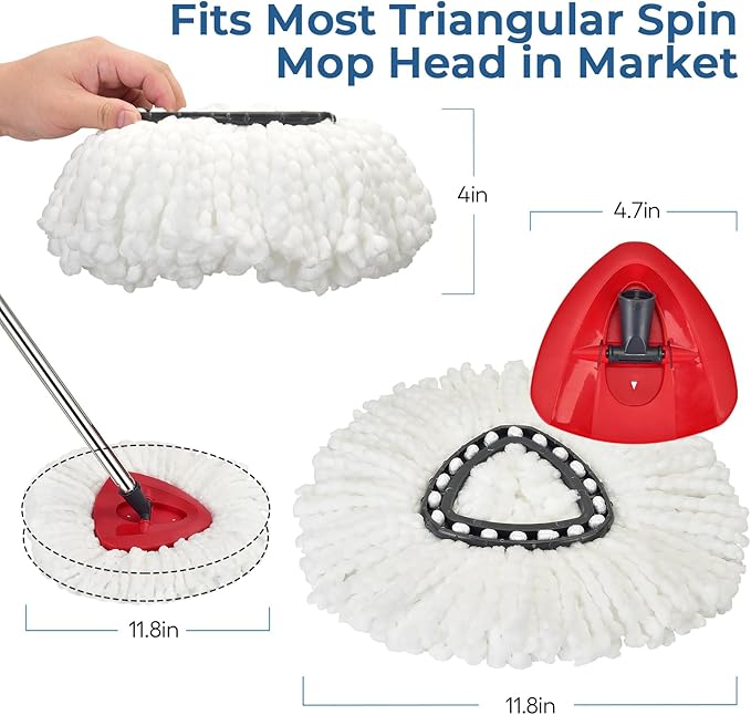 Matthew Cleaning 12Pack White Microfiber Spin Mop Replacement Head Compatible with EasyWring Spin Mop Replace Head-EasyWring High Absorbency,Machine Washable,Microfiber Spin Mop Refills