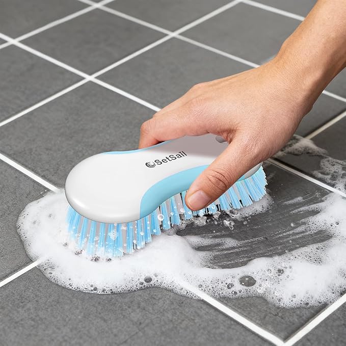 SetSail Multi-Purpose Scrub Brush of 2 Pack, Stiff Bristles Cleaning Brush with Non-Slip Grip Heavy Duty Scrub Brushes for Cleaning Bathroom Kitchen Tile Bathtub Sink, Blue