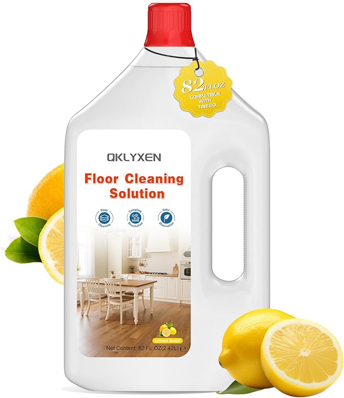 Floor Cleaning Solution Compatible with Roborock – 82 FL OZ Lemon Floor Cleaner – Long-Lasting, Zesty Scent – For All Robot Vacuums with Mopping & Cordless Wet/Dry Vacuum Mop Cleaner