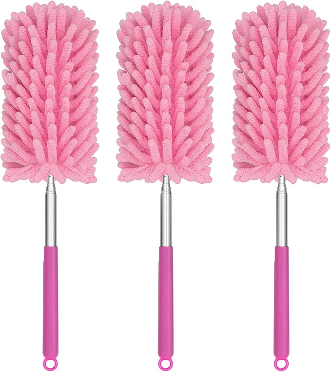 Mini Duster for Cleaning, 360° Bendable Hand Dusters with Extension Pole, Washable Small Duster for Car Interior, Office, Furniture