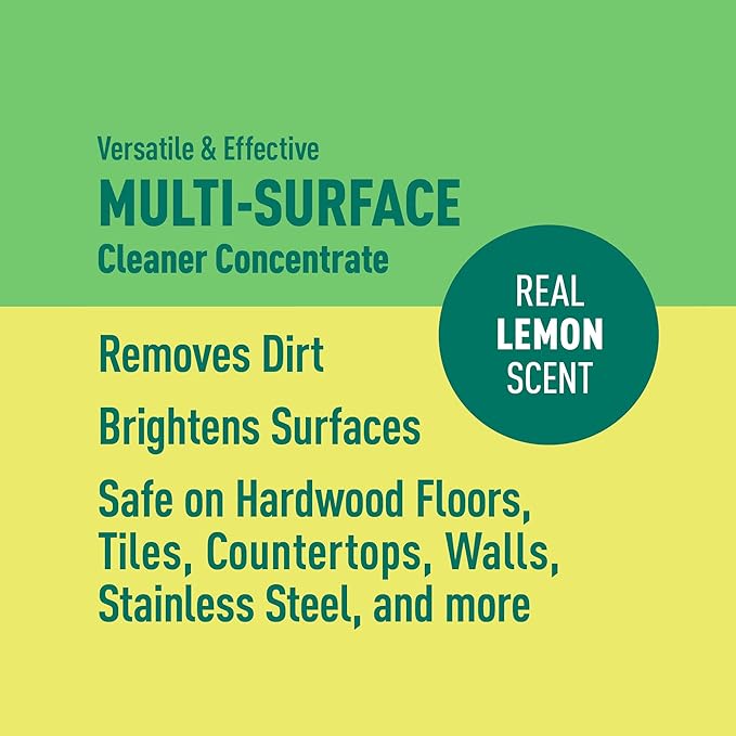Amazon Brand - Presto! Multi-Surface Cleaner Concentrate, 2X Concentrated Formula, Lemon Scent, Streak-Free All Purpose Cleaner for Hardwood Floors, Tile, Countertops, 32 fl oz, 2-Pack