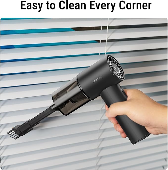 REIKIYA Compressed Air Duster 150000RPM Portable Air Blower for Computer, Keyboard with LED Light, 7800mAh Rechargeable 18000Pa Cordless Portable Vacuum Cleaner for Car Home Office