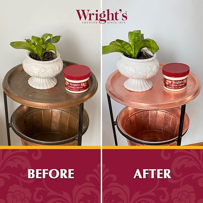 Wright's by Weiman Cream Copper and Brass Cleaner - Gently Cleans and Removes Tarnish without Scratching, Polishing Cloth Included