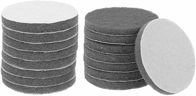 HARFINGTON 16pcs Scrubber Scouring Pads 800 Grits 4 Inch Drill Power Brush Hoop and Loop Surface Conditioning Disc Drill Scuffing Disc Scrub Pads for Home Kitchen Cleaning, Gray
