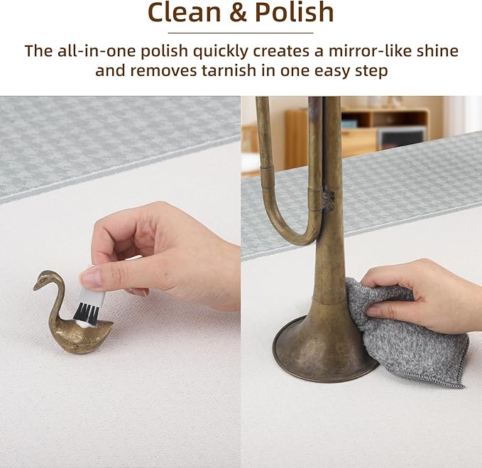 Brass Polish Copper Cleaner Cream:13oz Polishing Metal Tarnish Remover Cleaning and Restorer Kit for Sink/Jewelry/Musical Instruments/Bronze,Comes with Towel and Brush