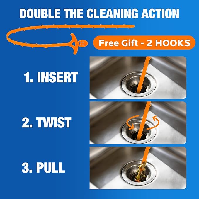 Sink Drain Cleaner Powder: Household Drain Clog Remover for Sink Shower Tub Kitchen Bathroom Pipes Floor Drains - Easy-to-Use Home Unclogging Opener (4 Pack)