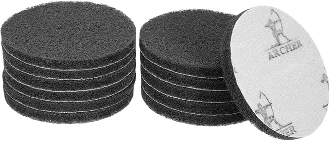 HARFINGTON 12pcs Scrubber Scouring Pads 1200 Grits 5 Inch Drill Power Brush Hoop and Loop Surface Conditioning Disc Drill Scuffing Disc Scrub Pads for Home Kitchen Cleaning, Light Grey