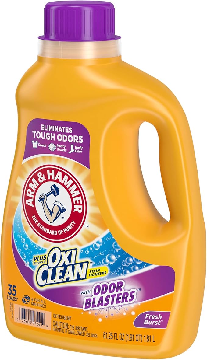 Arm & Hammer Plus OxiClean Odor Blasters Fresh Burst, 35 Loads Liquid Laundry Detergent, 61.25 Fl oz