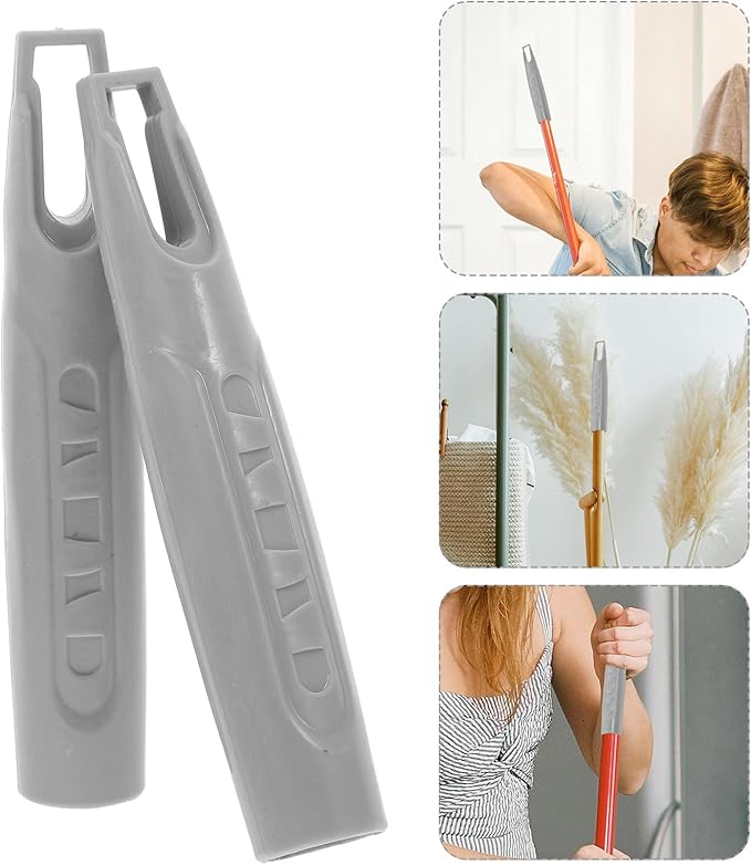 SOIMISS 2pcs 19mm Mop Rod Handles with End Caps, Sturdy Plastic Broom and Dustpan Handle Grips for Indoor Cleaning, Replacement Sweeping Tool Accessories for Household and Car Use