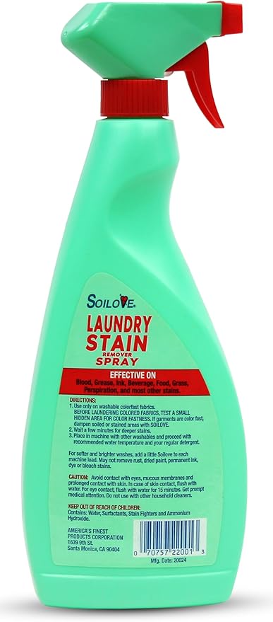 SOILOVE 22oz (1 pack) + Soilove 128oz (1 pack) Laundry Spot Remover for clothes– Powerful Triple-Acting formula Clings, Penetrates and Lifts everyday tough stains - Prewash for Clothes