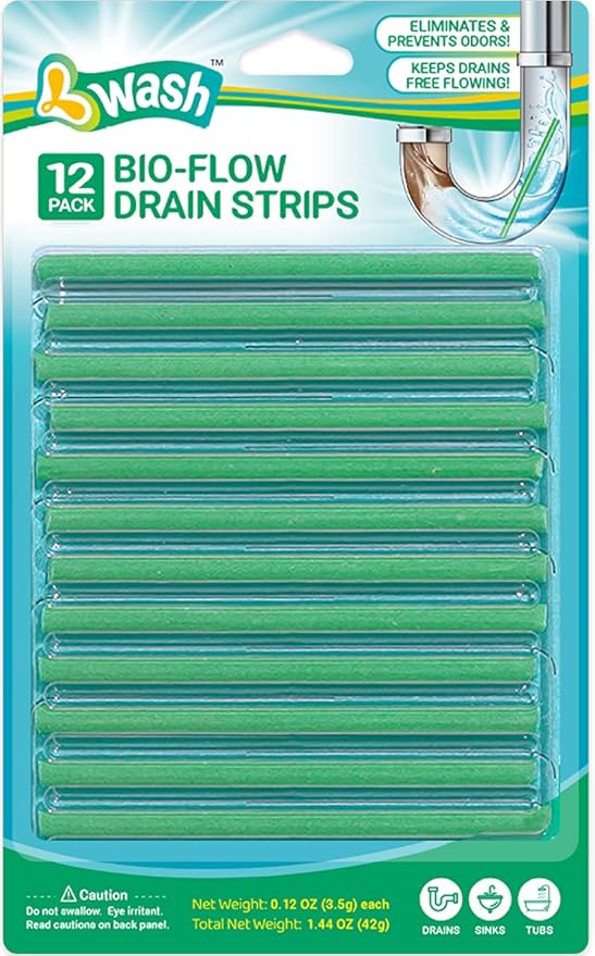 Bio-Flow Drain Strips - 12 Strips | Drain Cleaner & Odor Remover Drain Sticks