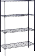 Honey-Can-Do 4-Tier Heavy-Duty Adjustable Shelves, Metal Storage Rack with 350-lb Shelf Capacity, Black, 18" W x 48" L x 72" H
