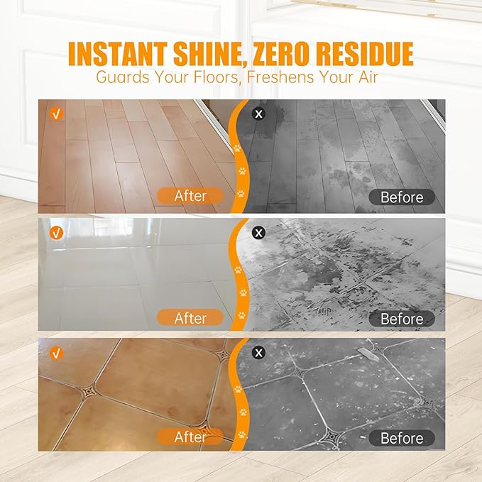 Floor Cleaning Solution Compatible with Tineco iFLOOR Series, All Robot Vacuums & Wireless Wet-Dry Mops, 2 Bottle Floor Cleaner Refill, Orange Scent