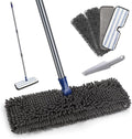 Mops for Floor Cleaning, Masthome Flat Dust Mop with 4 Reusable Pads, 2-Sided Microfiber Dust Mop for Wet & Dry Use, Flat Flip Mops for Hardwood, Laminate, Vinyl,Kitchen, Tile -1 Scraper