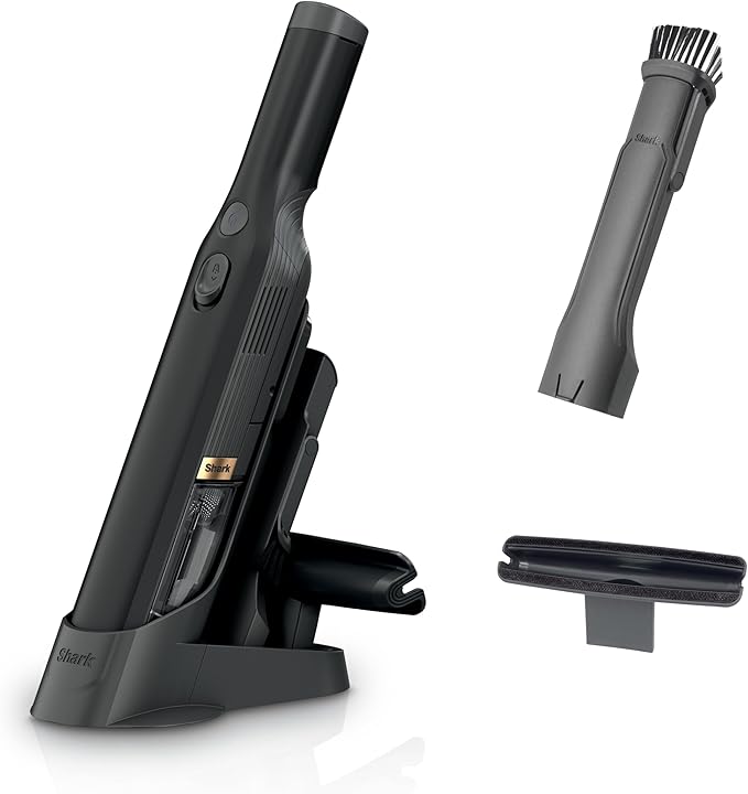 Shark WANDVAC Cordless Hand Vac, Lightweight, Versatile and Portable at 1.4 lbs., Powerful Suction for Pet Hair, Charging Dock, One-Touch Empty for Car & Home, Duster Crevice Tool, Black, WV201BK
