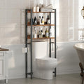 MAHANCRIS Over The Toilet Storage Rack, 3 Tier Bathroom Organizer Over Toilet, Freestanding Space Saver Toilet Stand with 2 Hooks, Bathroom Storage Shelf, Easy to Assemble, Rustic Brown TSHR6001